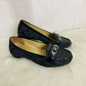 Women's Coach Black Loafers with Silver Buckle Size 6